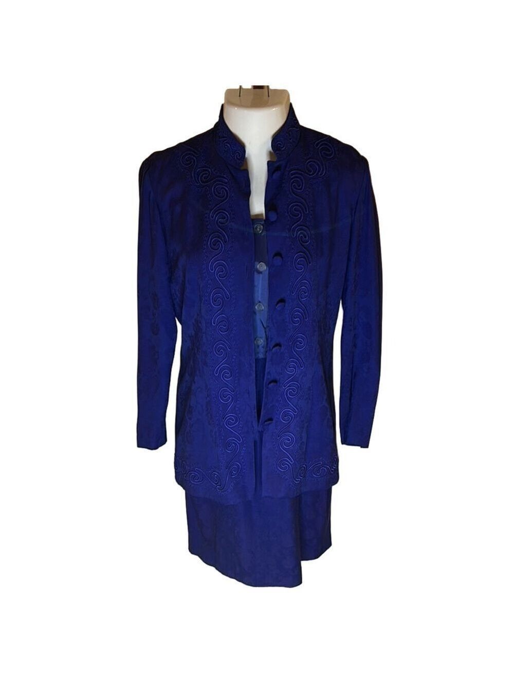SANTA FE by Karin Stevens Deep Royal Blue 2-Piece Dress/Suit Ensemble Size 8